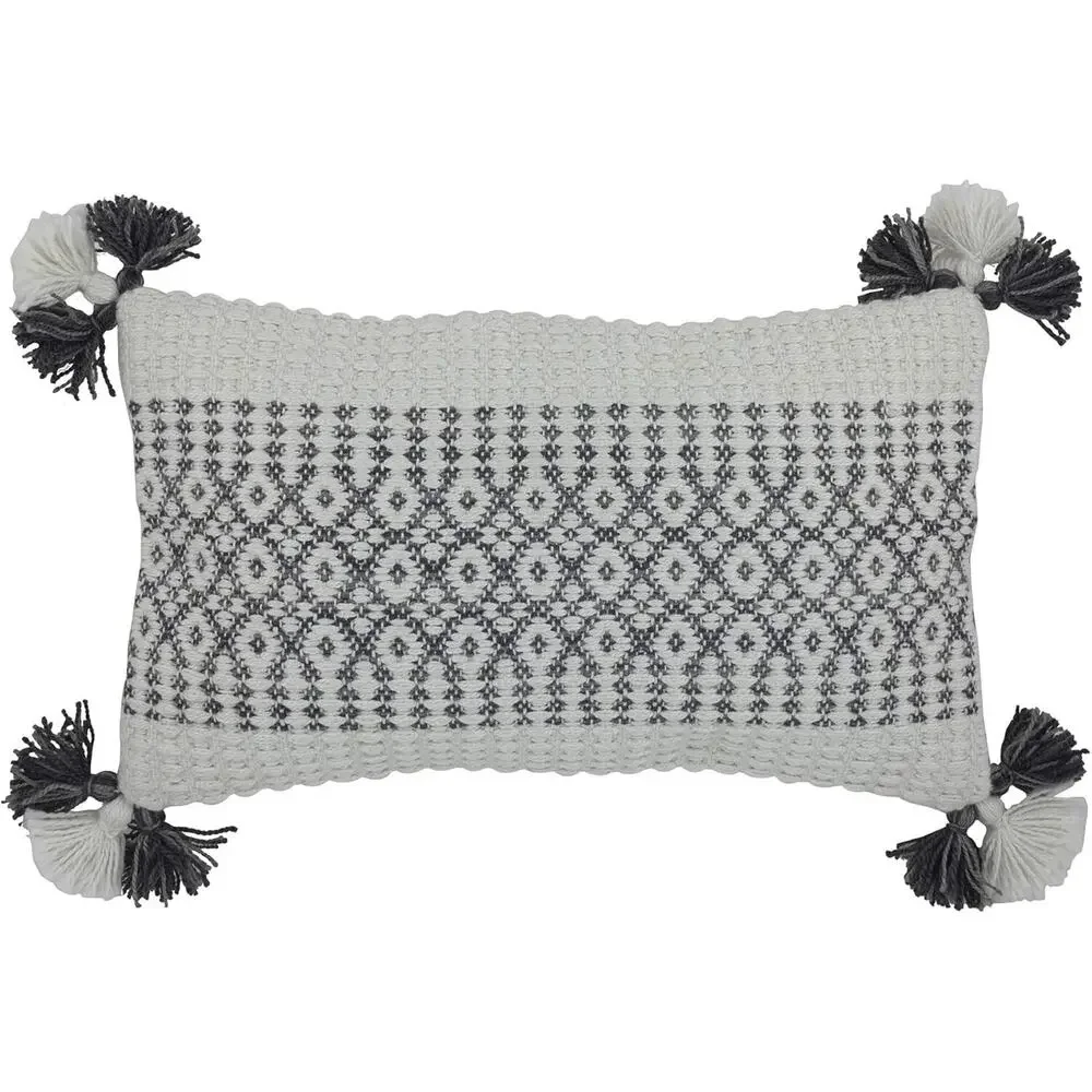 Divine Home Ava Indoor/Outdoor Accent Throw Pillow, Charcoal/White 12